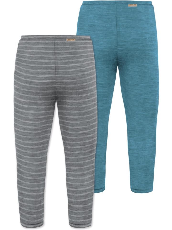 Normani Outdoor Sports 2er Pack Baby Merino Unterhose mit Füßen in Blau/Grau günstig kaufen