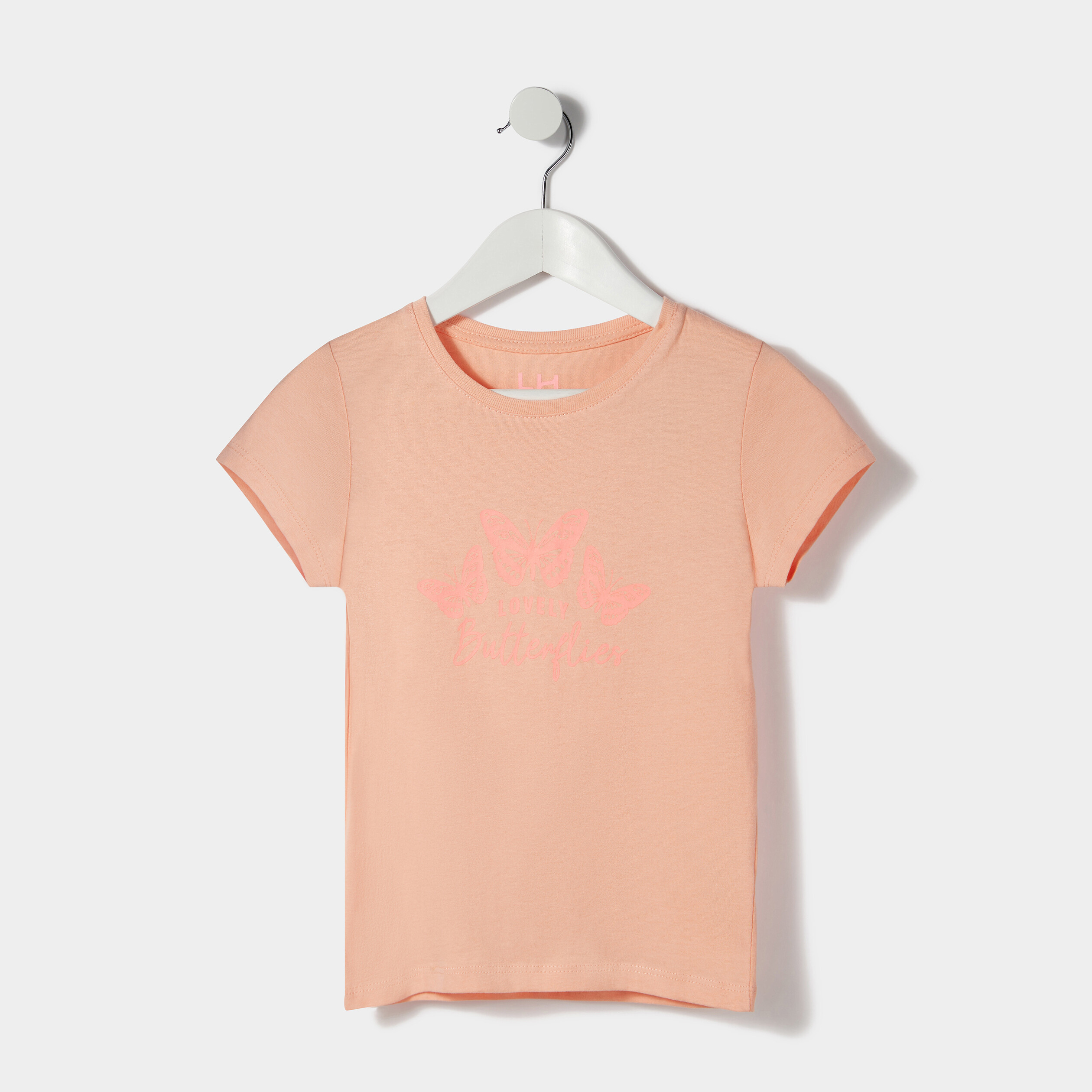 T-shirt manches courtes rose saumon fille | La Halle