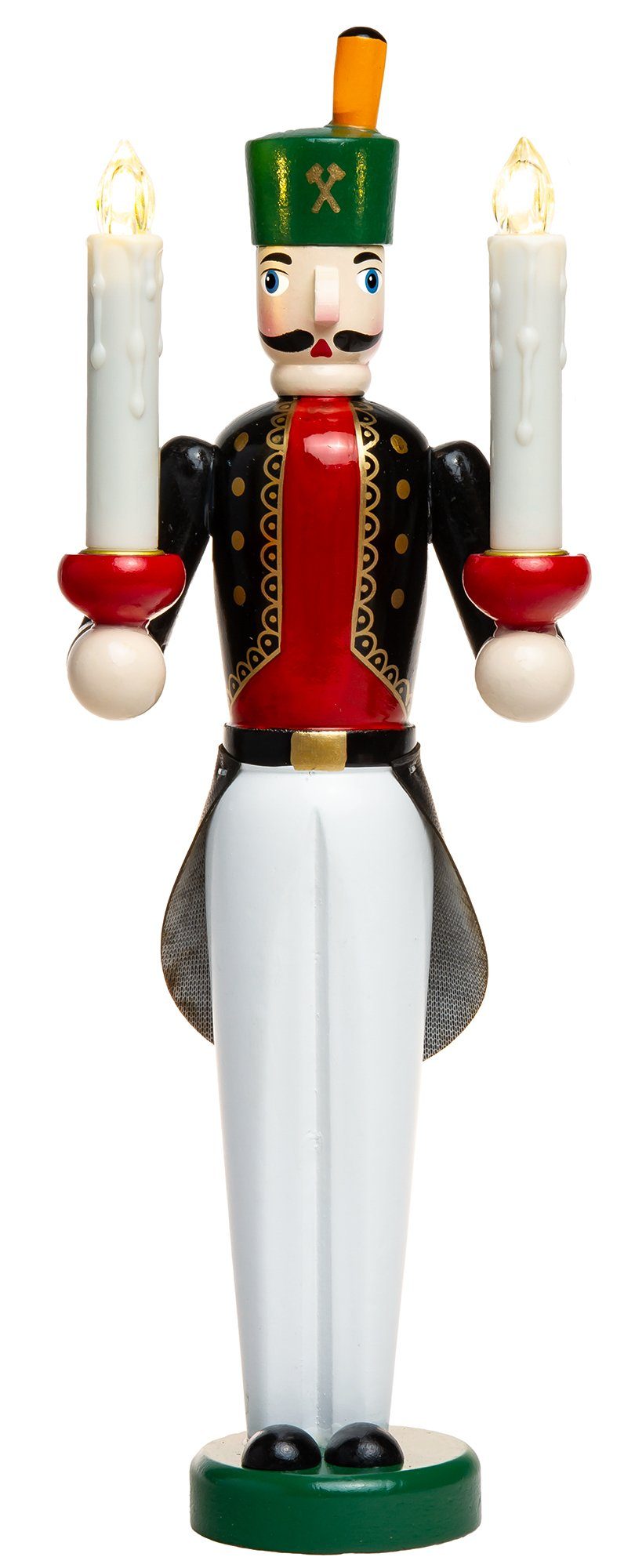 SIKORA Weihnachtsfigur EB-A-LED Engel und Bergmann aus Holz 2er Set mit LED Kerzen und Fernbedienung