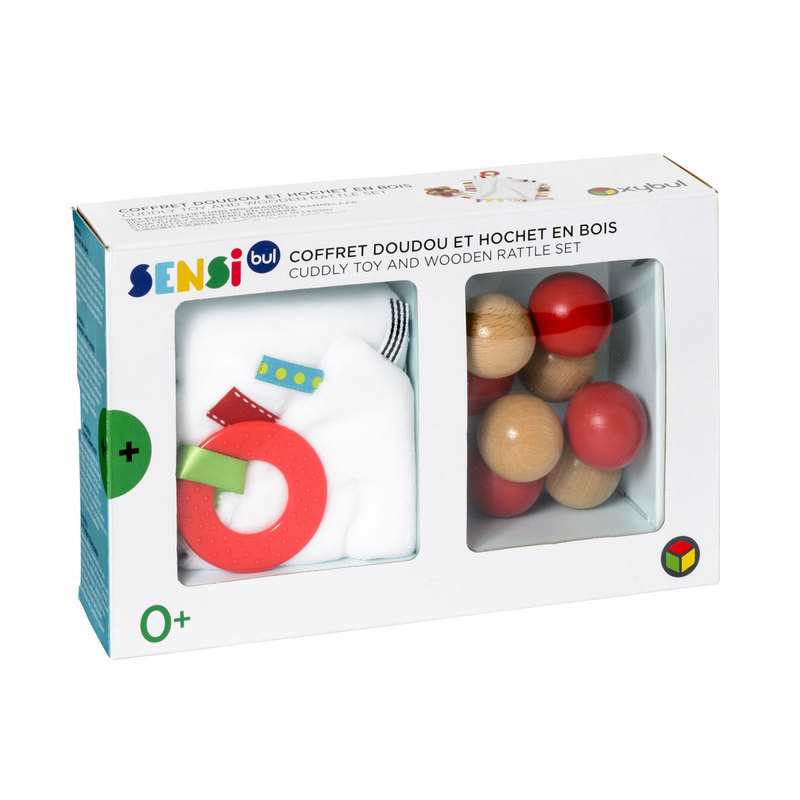 Coffret doudou et hochet en bois Oxybul