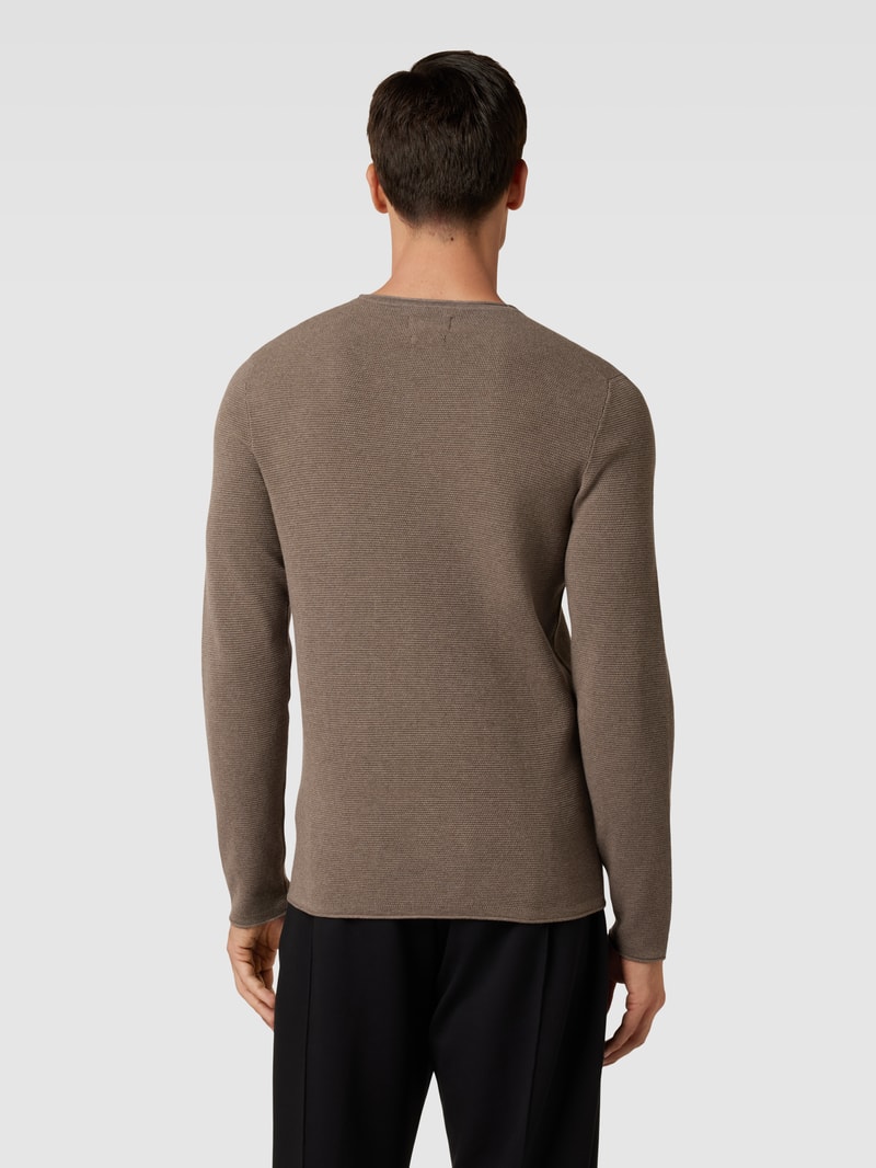 Strickpullover mit Rundhalsausschnitt in stein meliert
