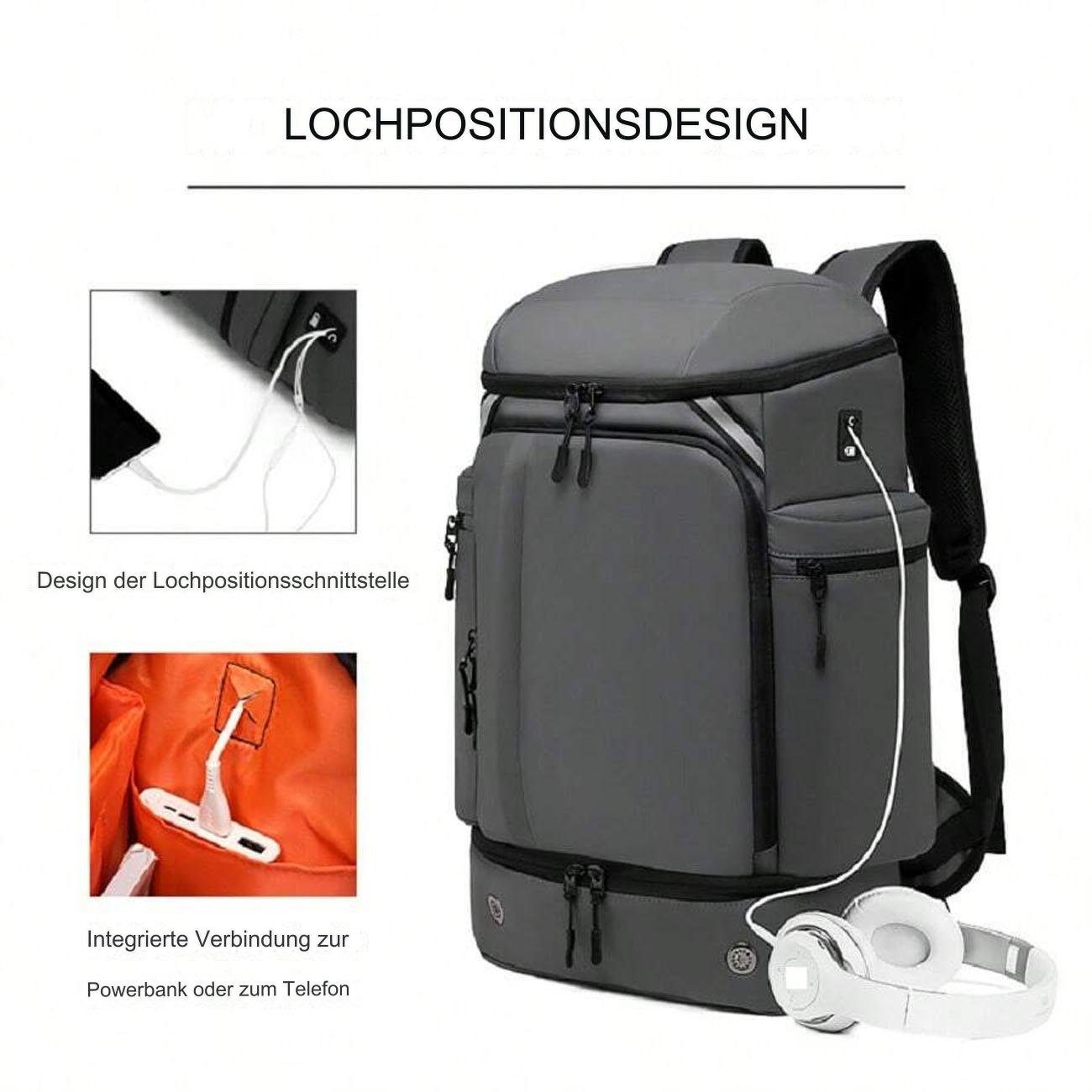 YYV Reiserucksack Wasserdichter Reiserucksack für Herren mit großem Fassungsvermögen, Perfekt für Sport, Reisen, Wandern und mehr.
