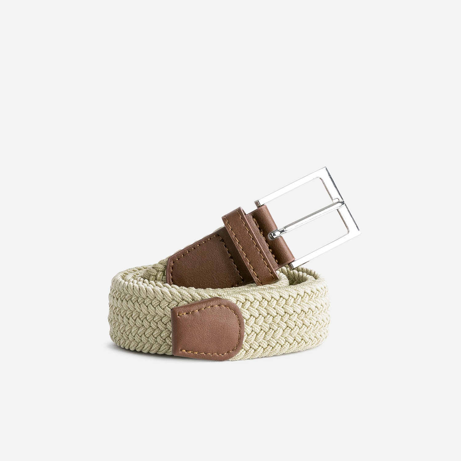 Ceinture beige en textile tressé