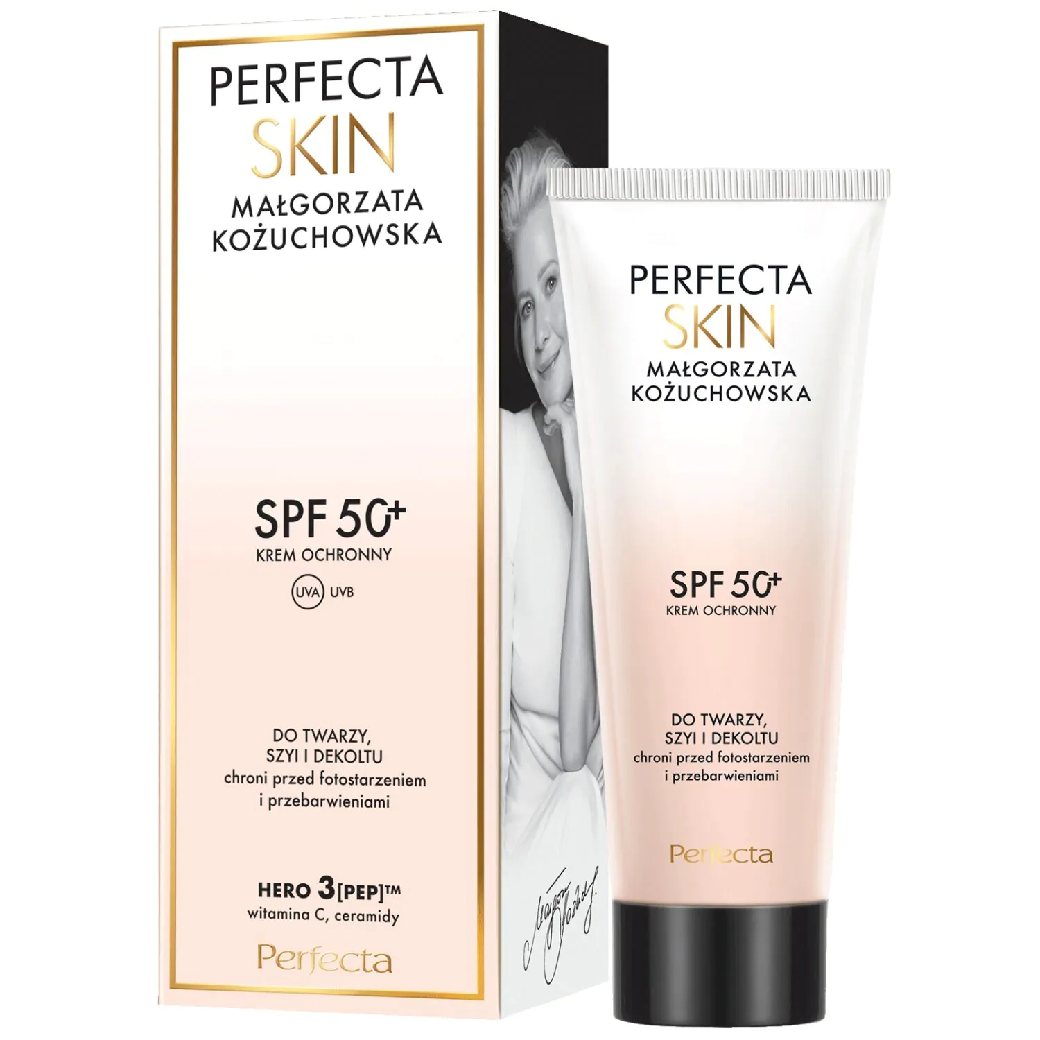 Perfecta Skin van Małgorzata Kożuchowska Beschermende Crème SPF 50+ voor gezicht, hals en decolleté
