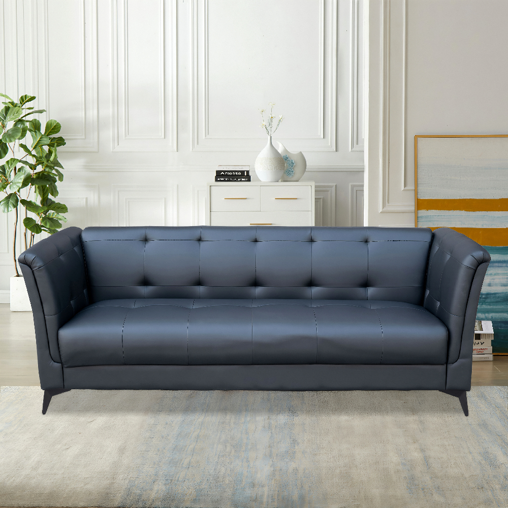 Happy Home 3 Sitzer Sofa in Lederoptik schwarz
