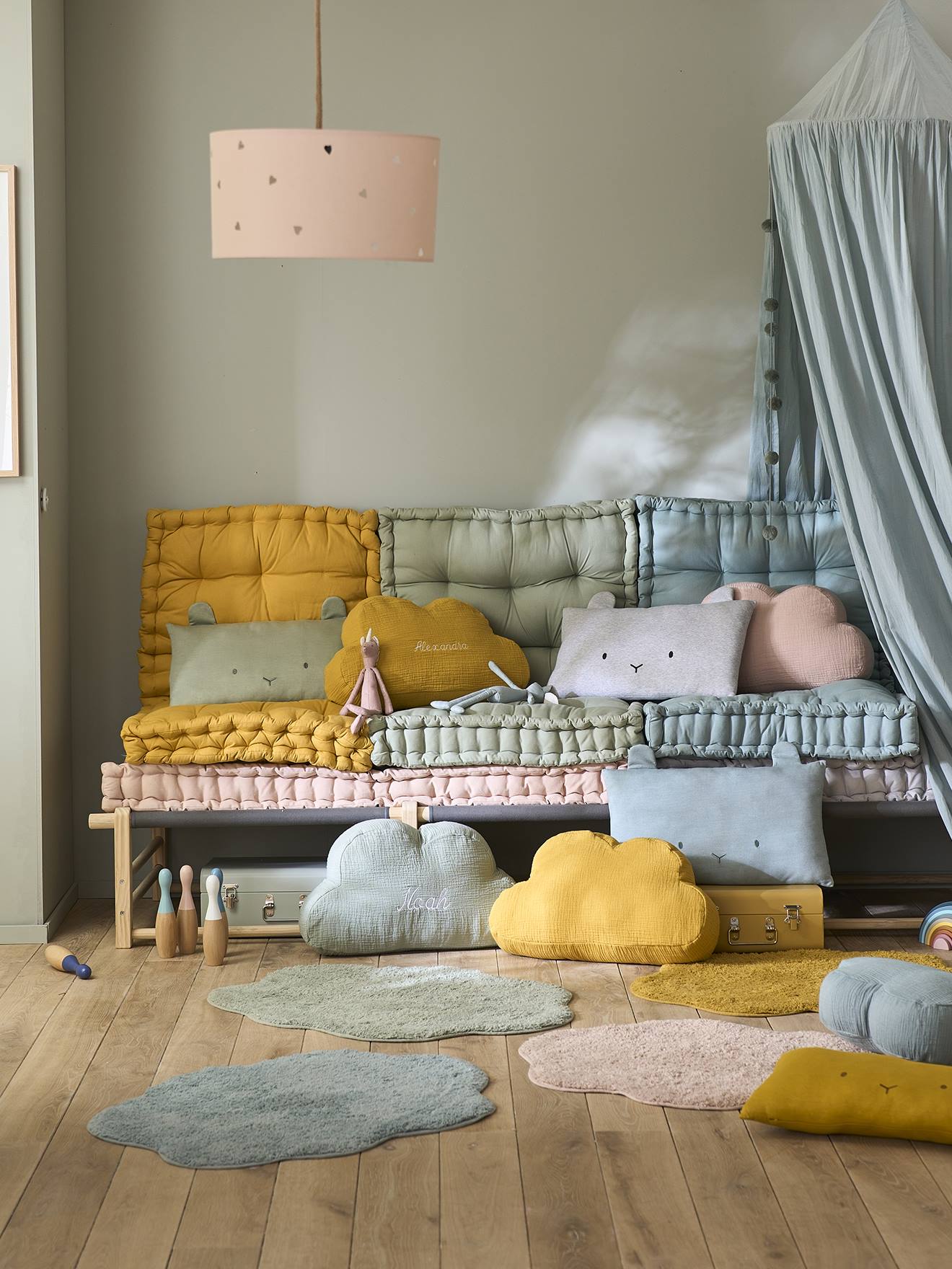 Vertbaudet Kinderzimmer Bodenmatratze Oeko-Tex - graublau