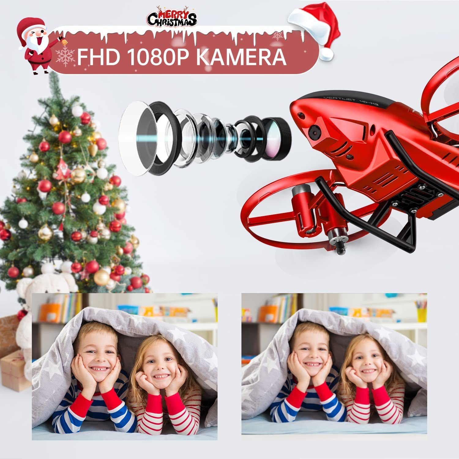 4DRC M3 Hubschrauber-Drohne Spielzeug-Drohne (1080p Full HD, FPV-Live-Video-RC-Quadcopter für Anfänger, 3D-Flips, Gesten-Selfie)