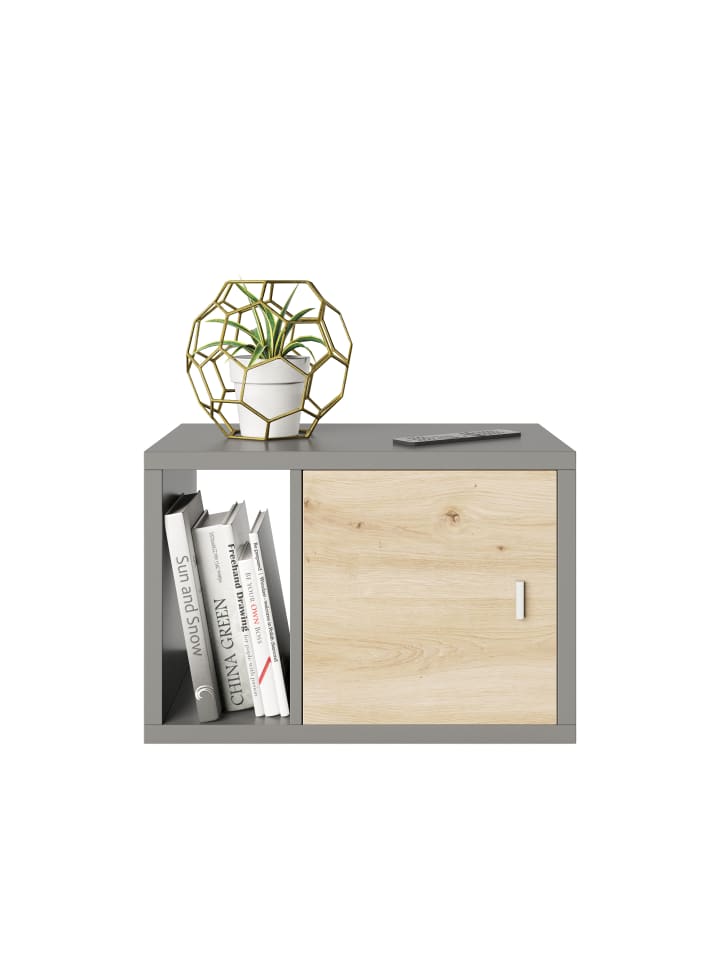 Phoenix Group AG  Fortuna - SET Beistelltisch / Nachtisch, inkl. Türeinsatz, grau, B/H/T: 58x39,2x34cm günstig kaufen onesize