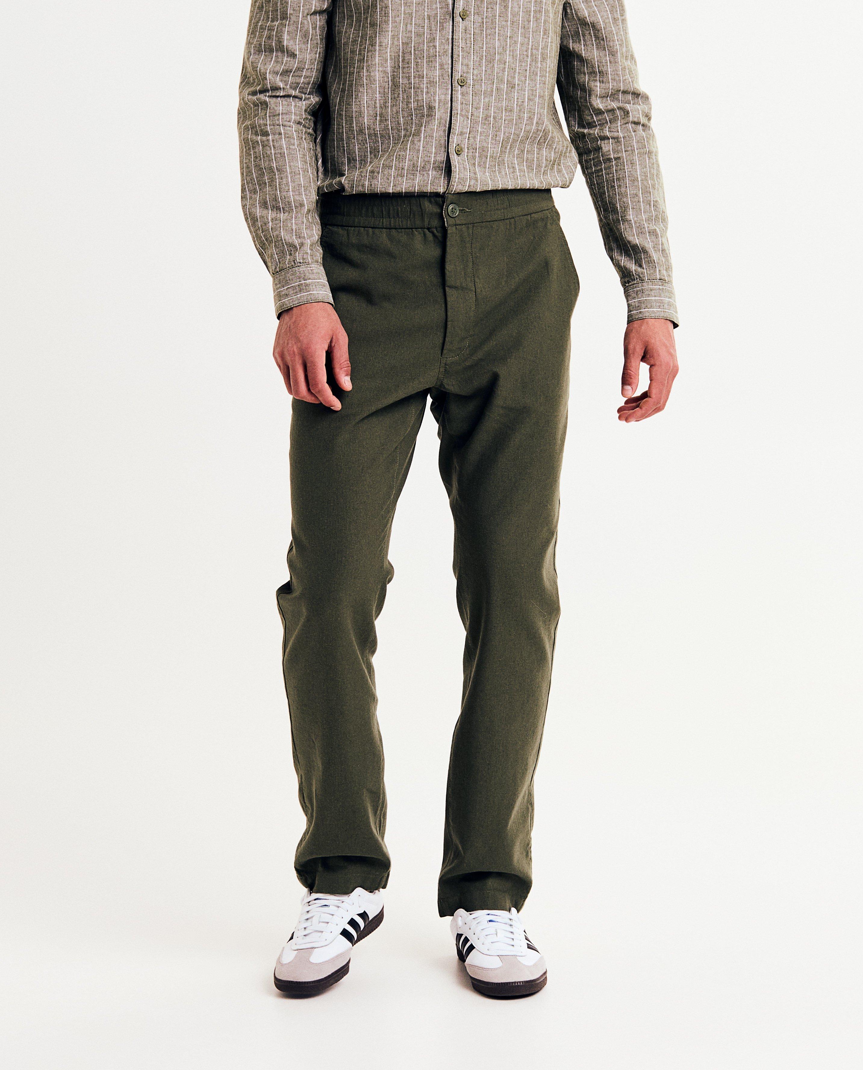 Pantaloni de quarterback cu imprimeu de in, croială dreaptă, kaki
