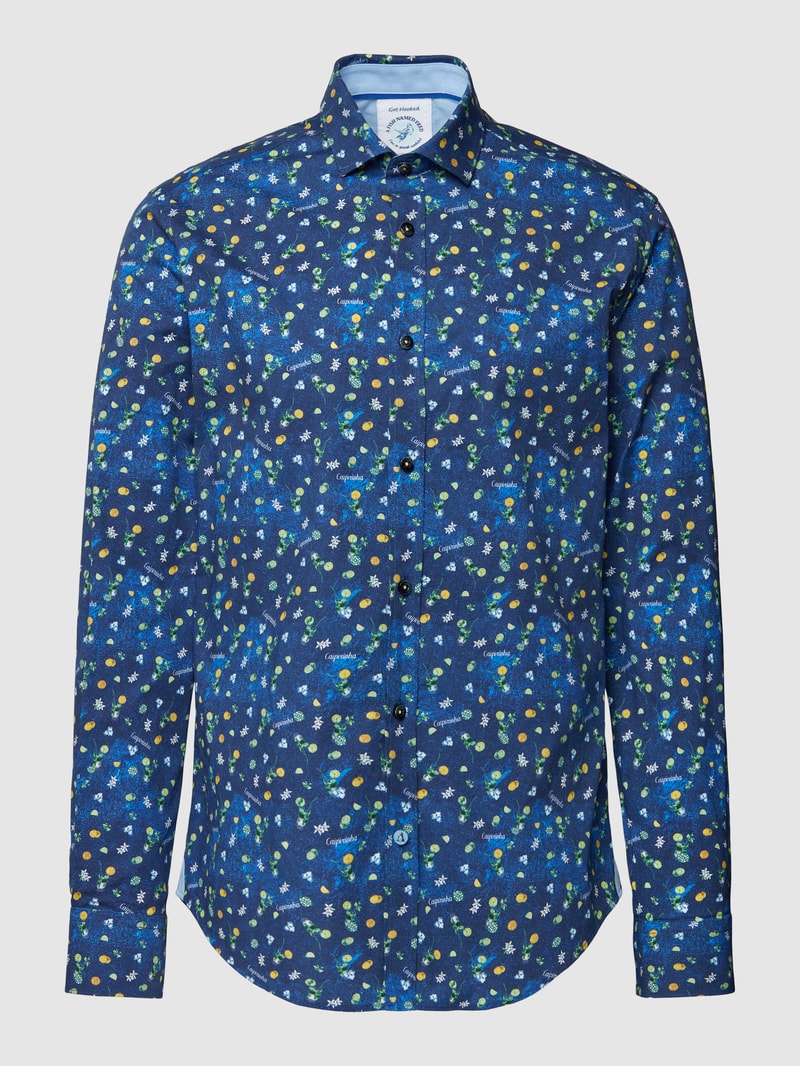 Freizeithemd mit Allover-Muster Modell 'Caipirinha Cobalt' in blau