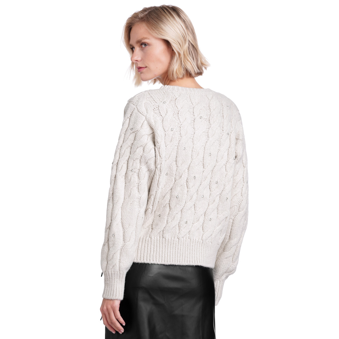 Damen Strickpullover mit Glitzersteinen