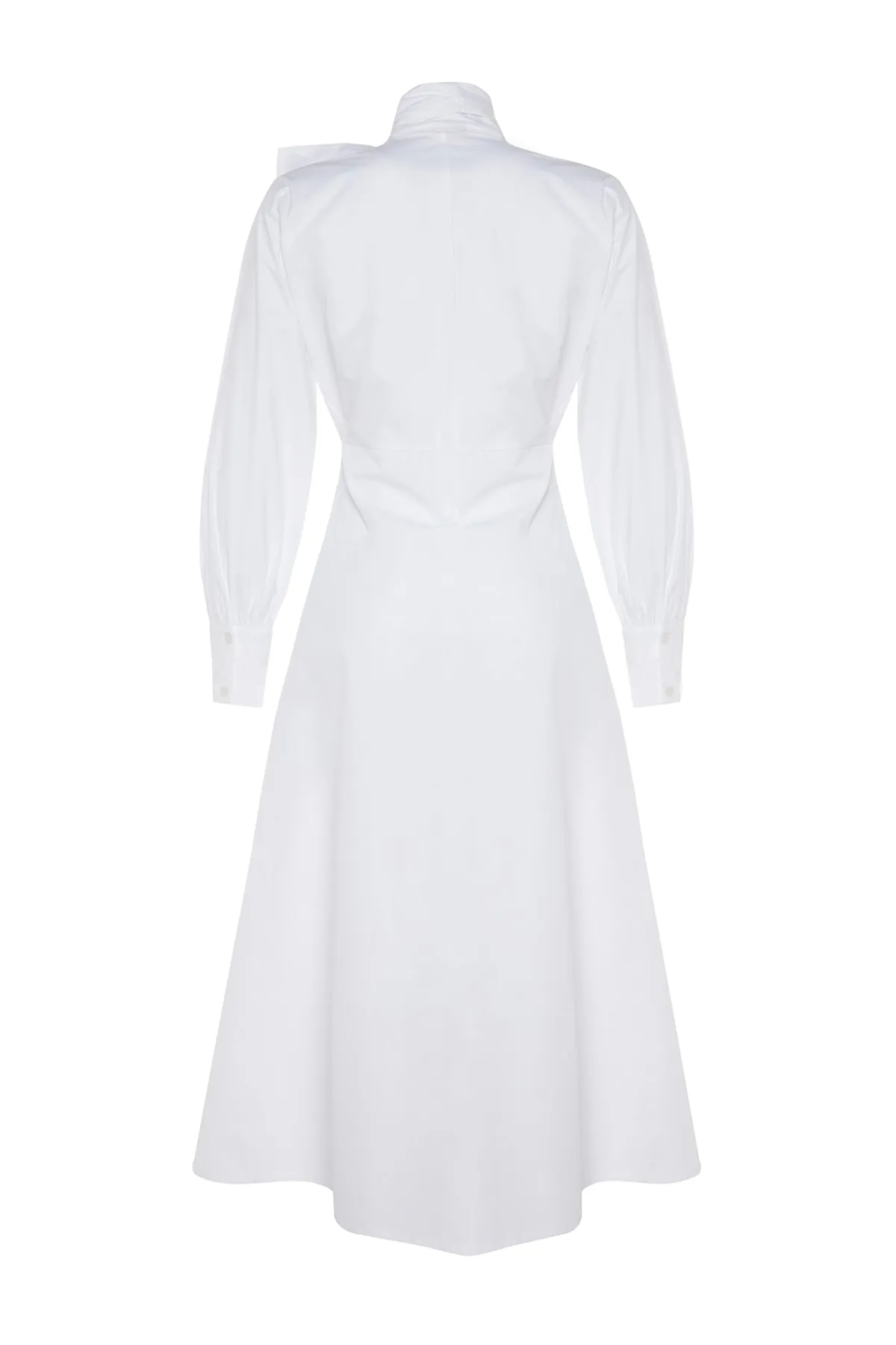 Trendyol Modest  X Kevser Sarıoglu Weißes Kleid aus 100 % gewebtem Baumwollpopeline mit breitem Gürtel TCLSS23DB00009