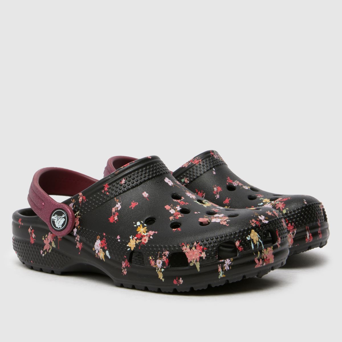 Crocs fekete multifunkciós klasszikus virágmintás klumpa lányoknak junior szandál