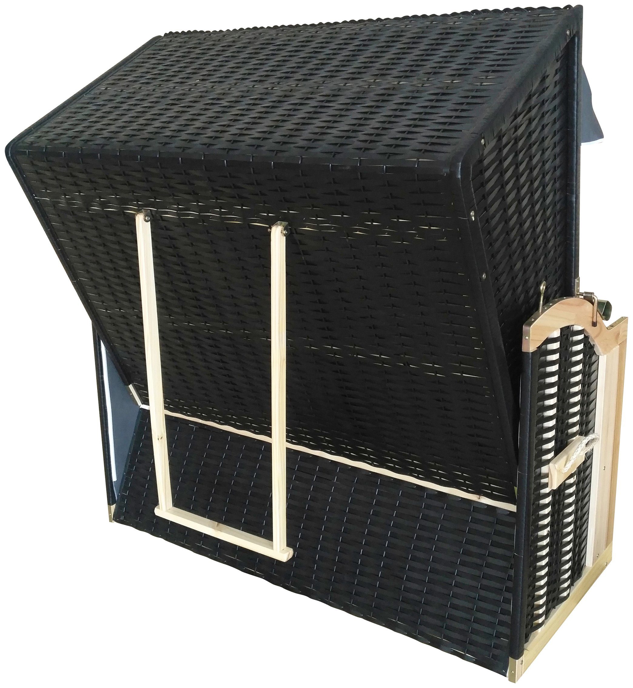 KONIFERA Strandkorb Spiekeroog, BxTxH: 150x72x160 cm, Halblieger, Ostsee-Modell, 3-Sitzer, inkl. Klapptisch