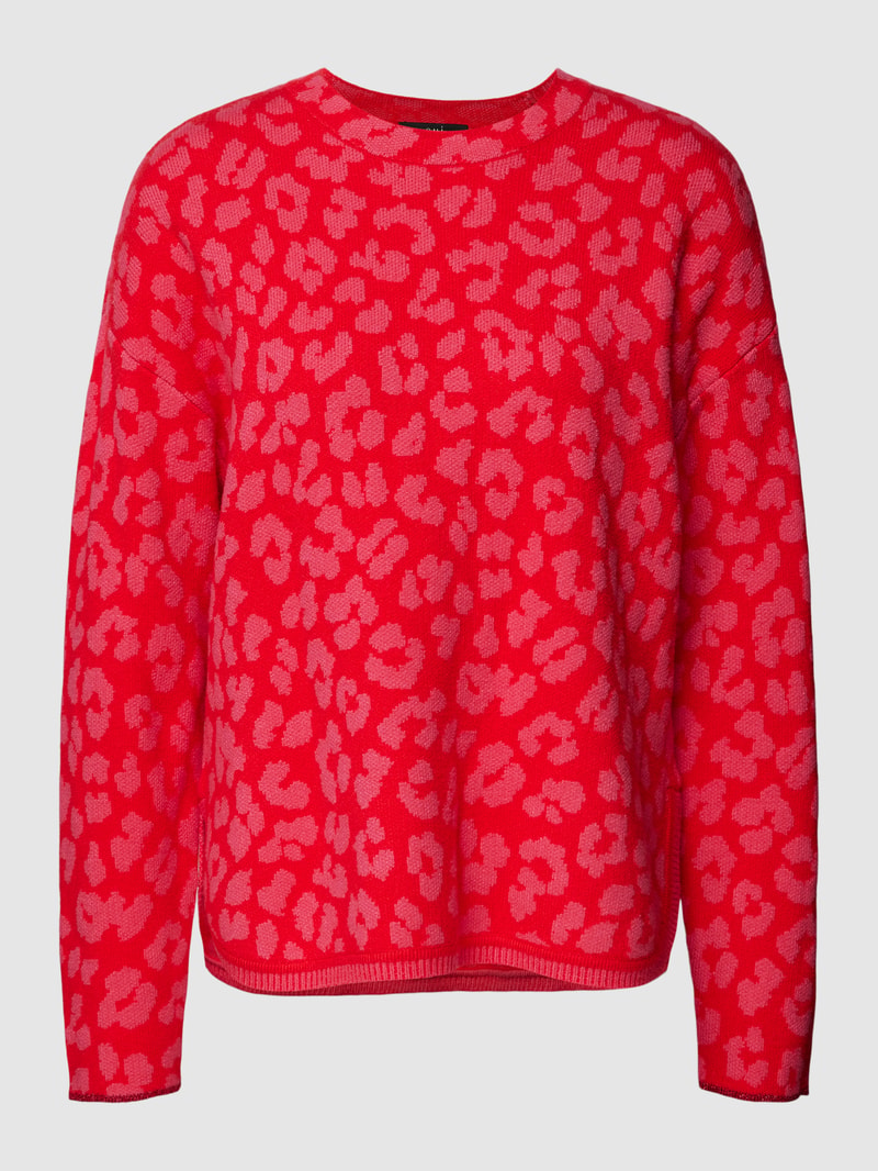 Strickpullover mit Rundhalsausschnitt aus Viskose-Mix in rot