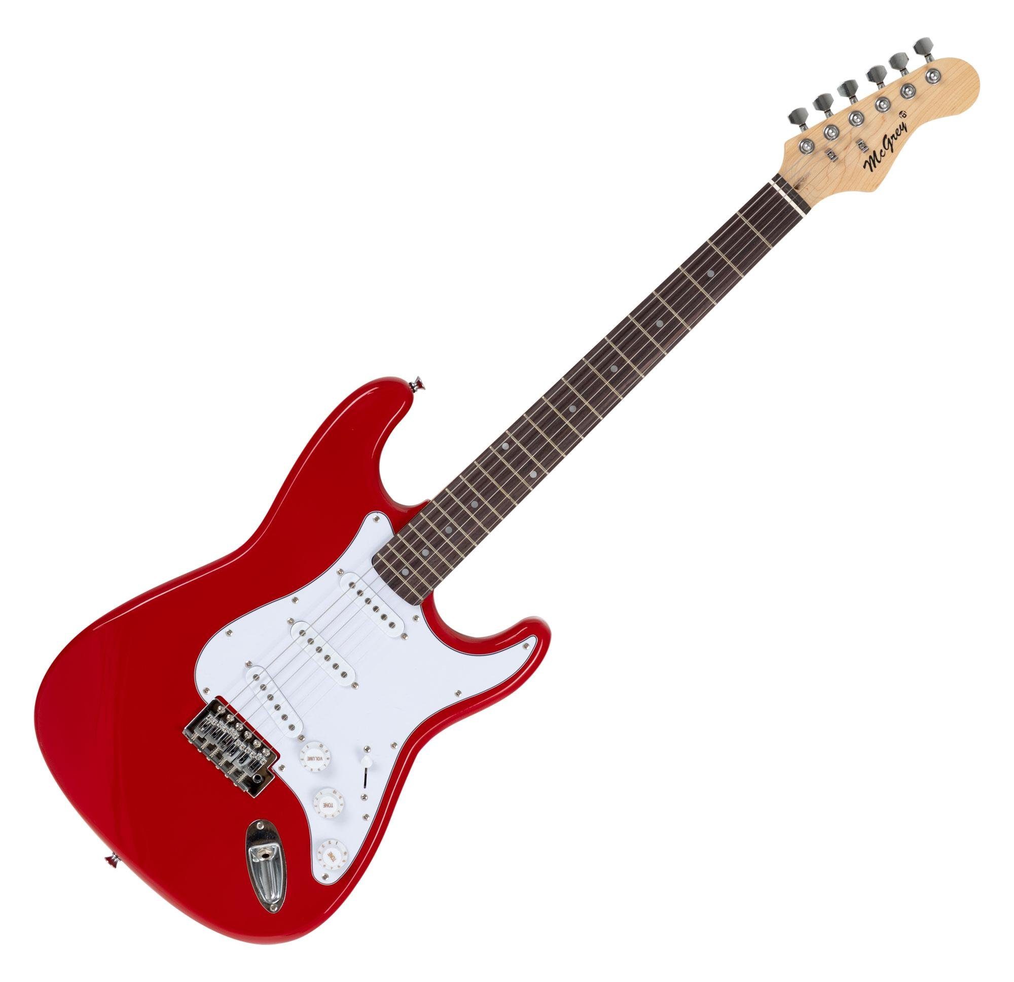McGrey E-Gitarre Rockit elektrische Gitarre, ST-Style, Komplettset 4/4, 8-St., inkl. Verstärker, Tasche, Stimmgerät, Plektren, Gurt und Kabel, 10 Watt (RMS) Gitarrenverstärker inklusive!