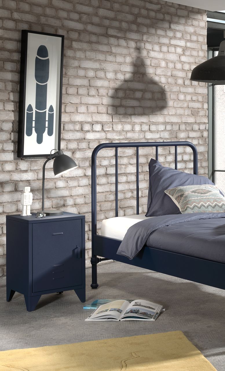 VIPACK BRONXX Nachtkonsole im Industrial-Look Blau matt