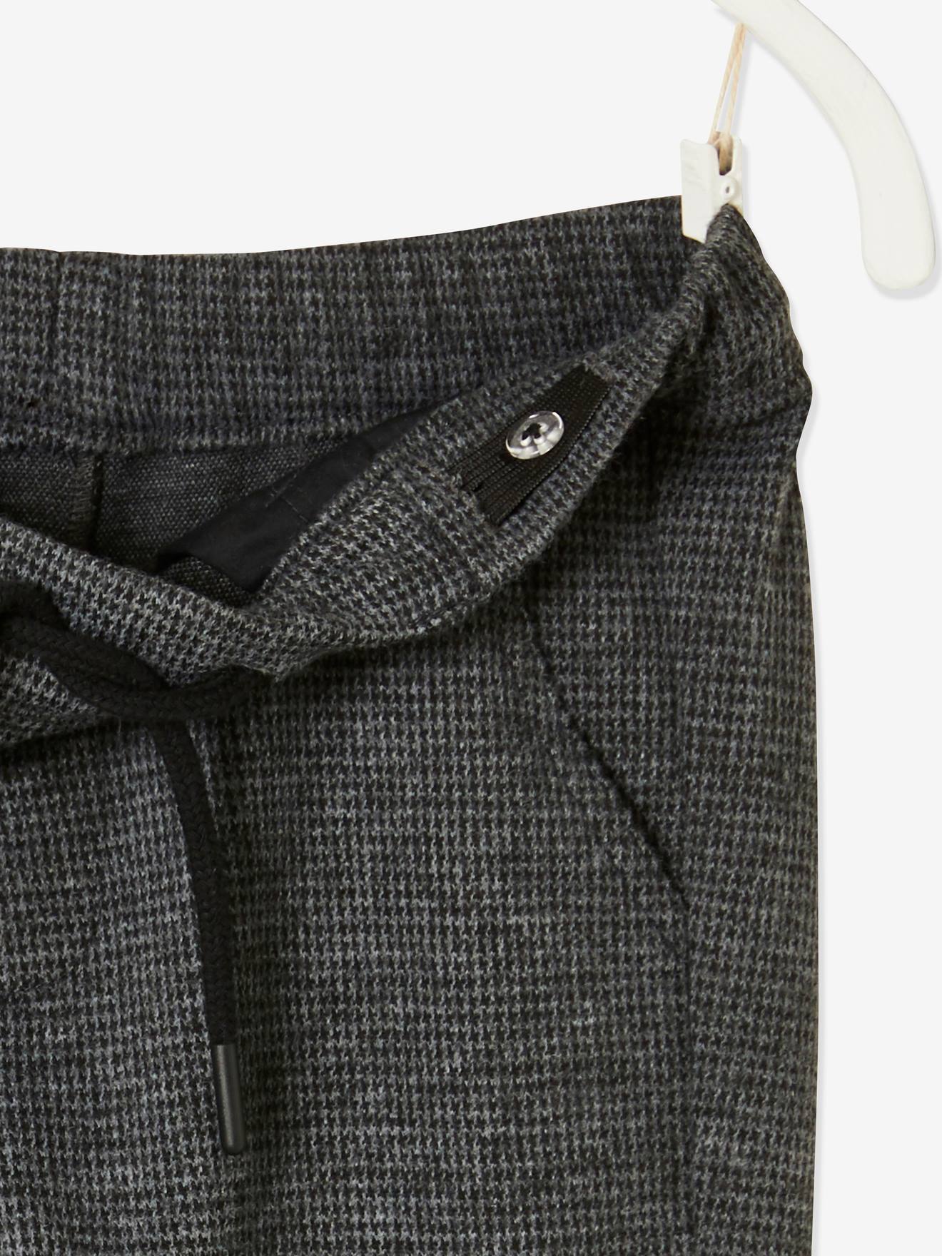 Pantalon à carreaux en lainage doux facile à enfiler garçon carreaux gris fonce