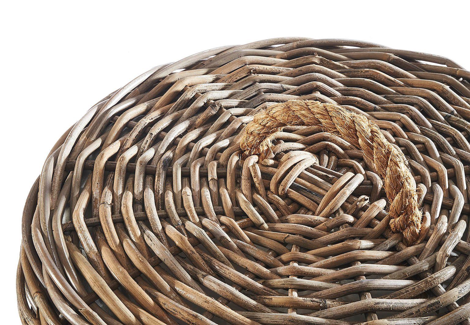 Kobolo Wäschekorb Wäschebehälter rund - Rattan kubu grey mit Deckel