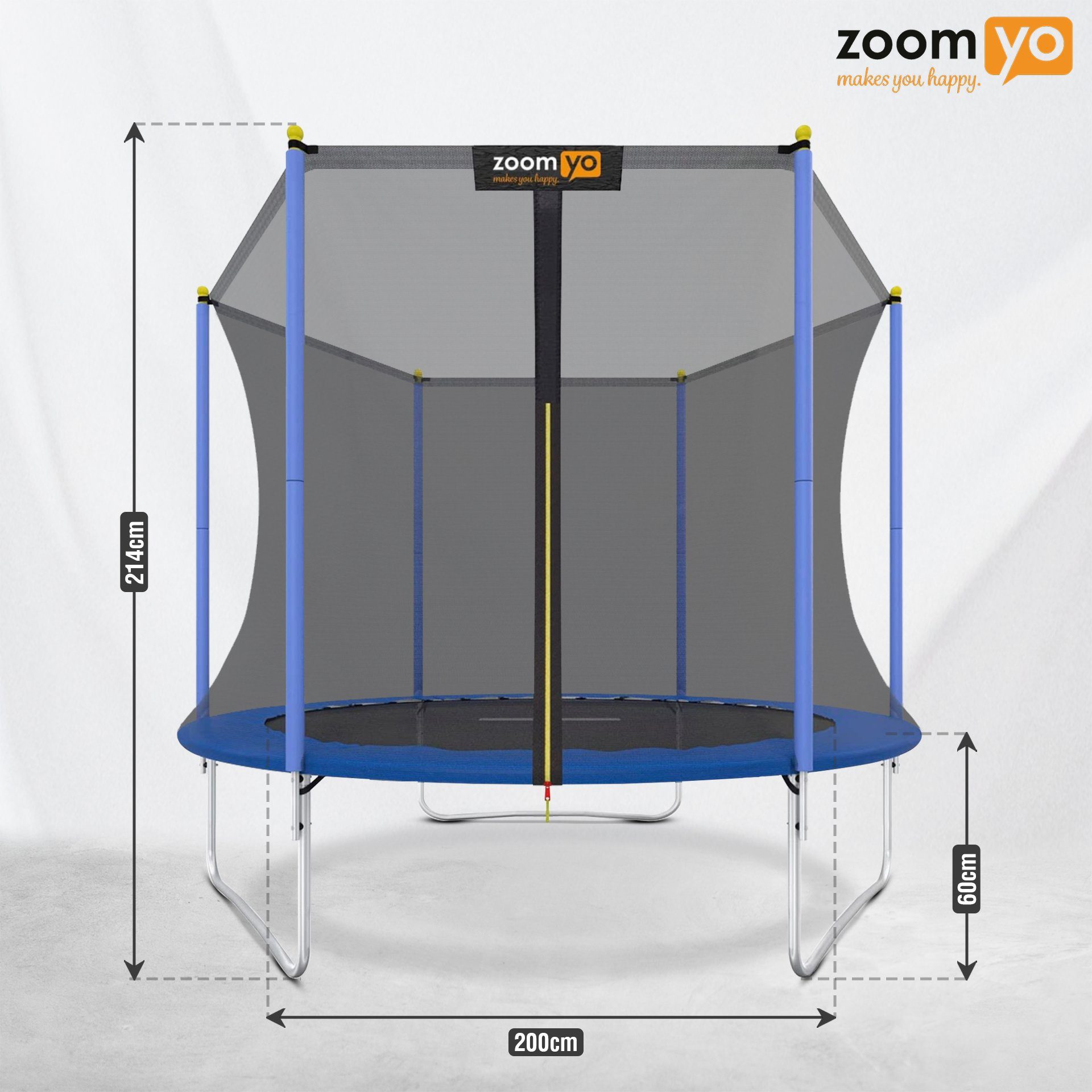 Zoomyo Gartentrampolin Gartentrampolin Basic, Kindertrampolin, TÜV/GS geprüft, UV-beständig, Ø 244,00 cm, inkl Sicherheitsnetz und Sprungtuch, Outdoor Trampolin für Kinder