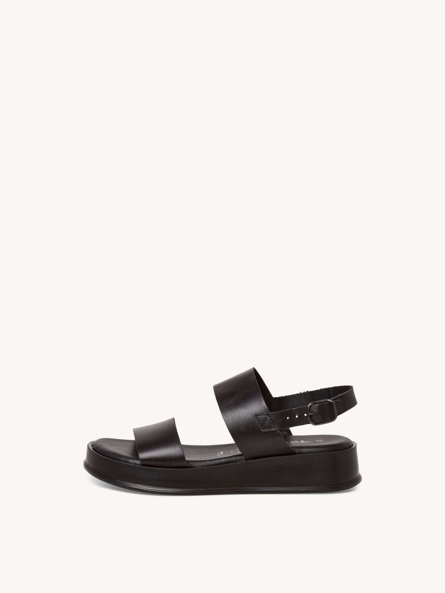 Sandale à talon en cuir - noir