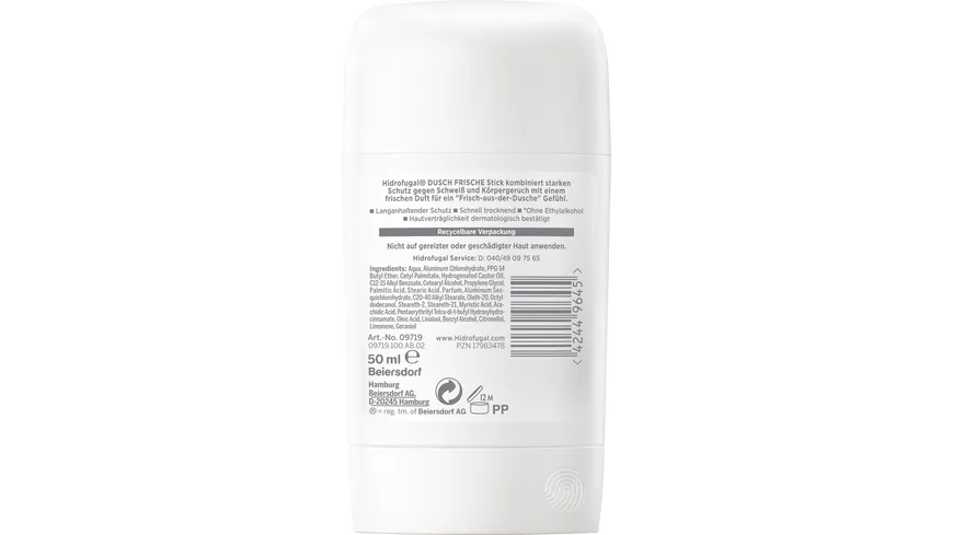 HIDROFUGAL Stick Dusch Frische Frischer Duft Anti-Transpirant 50ml 50 ml