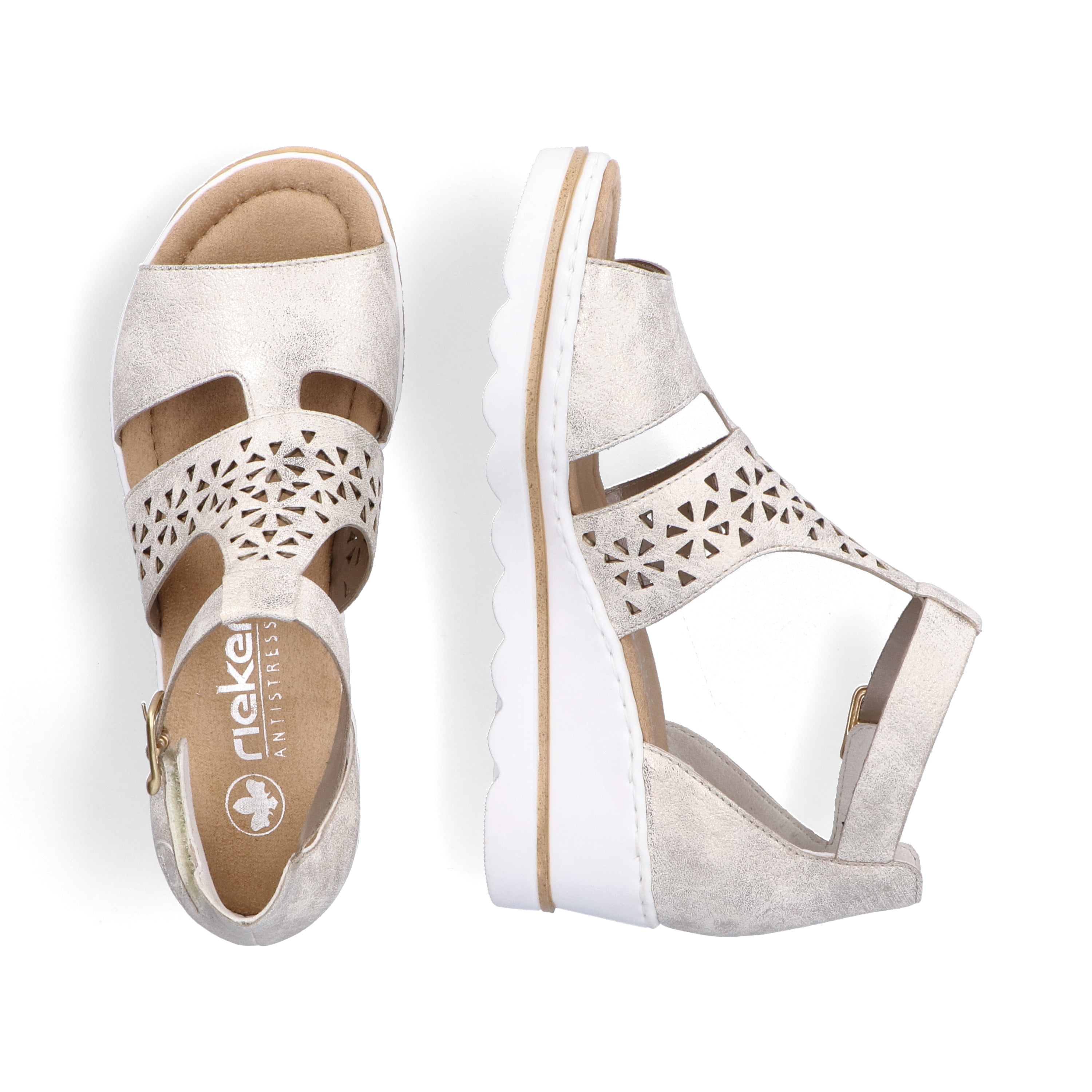 Rieker Damen Keilsandaletten silber-platin-metallic