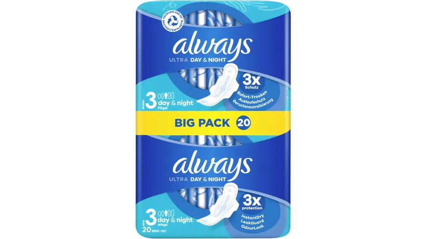 Always ULTRA Damenbinden Night mit Flügeln BigPack 20 Stück