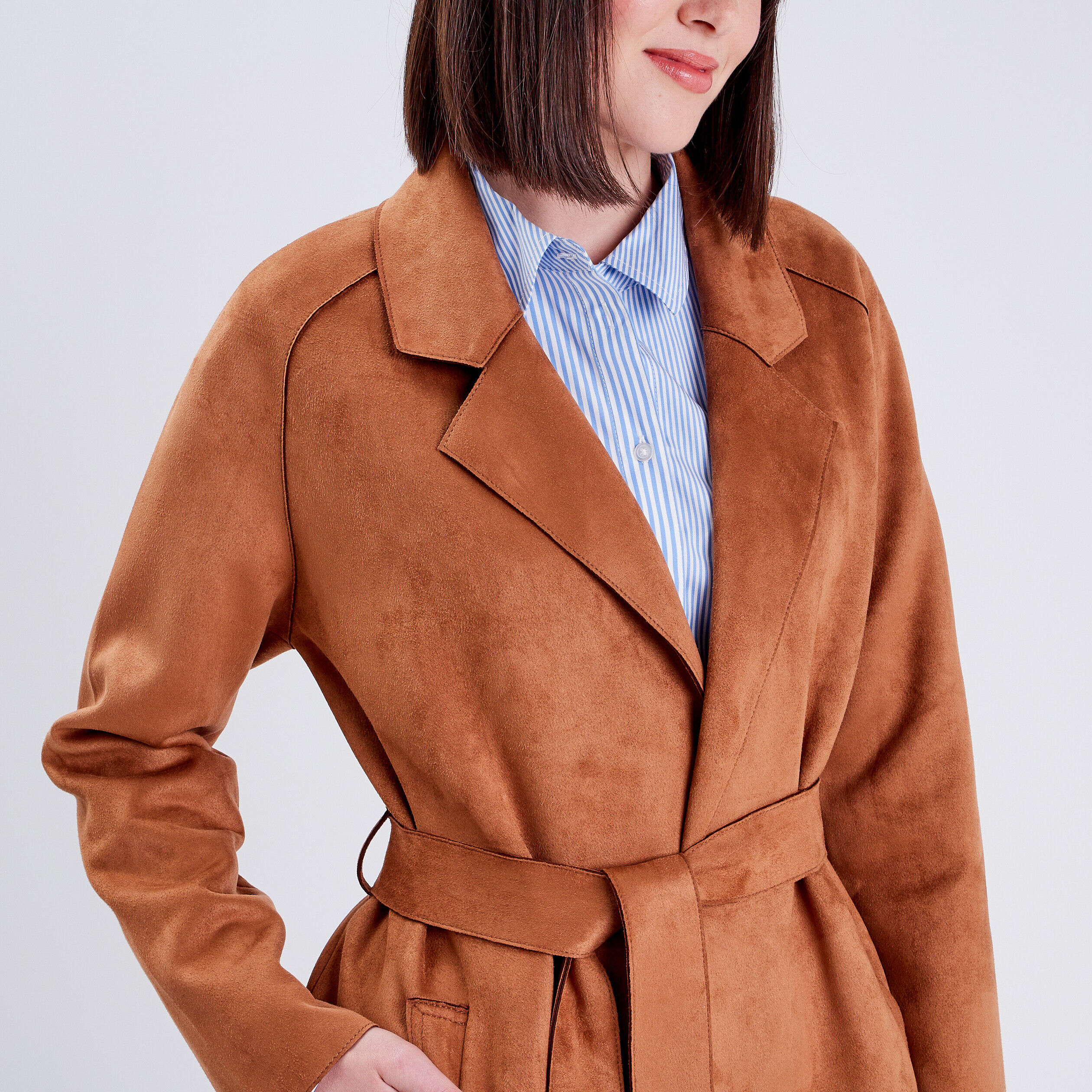 Trench droit ceinturé camel femme | Cache Cache