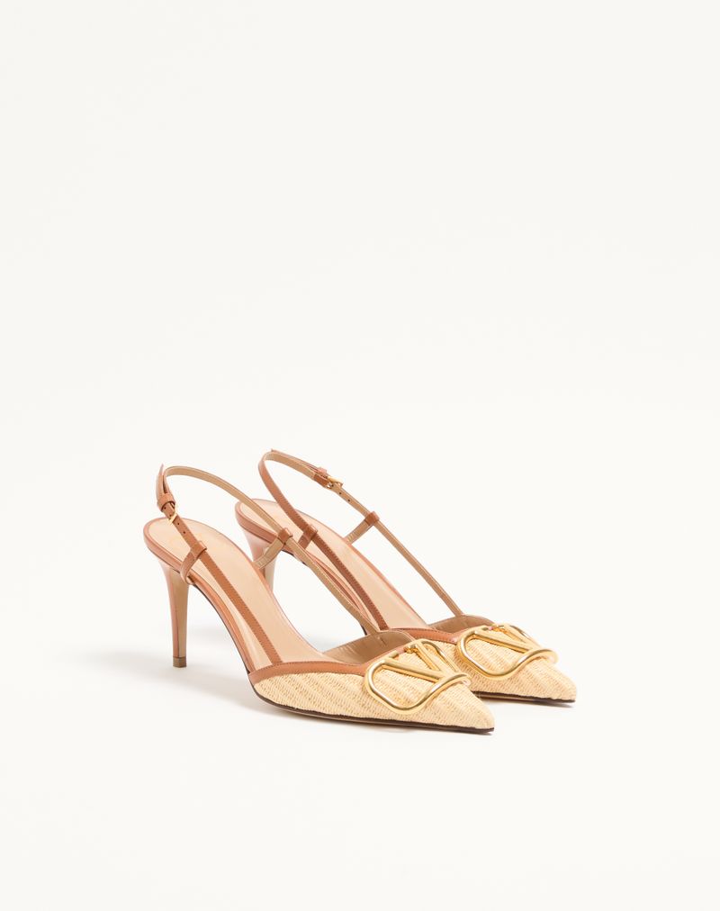 VLogo Signature Slingback Décolleté In Raffia 80mm