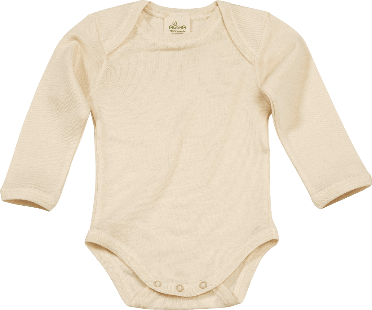 Body Langarm aus Bio-Wolle und Seide, natur, Gr. 86/92, 1 St