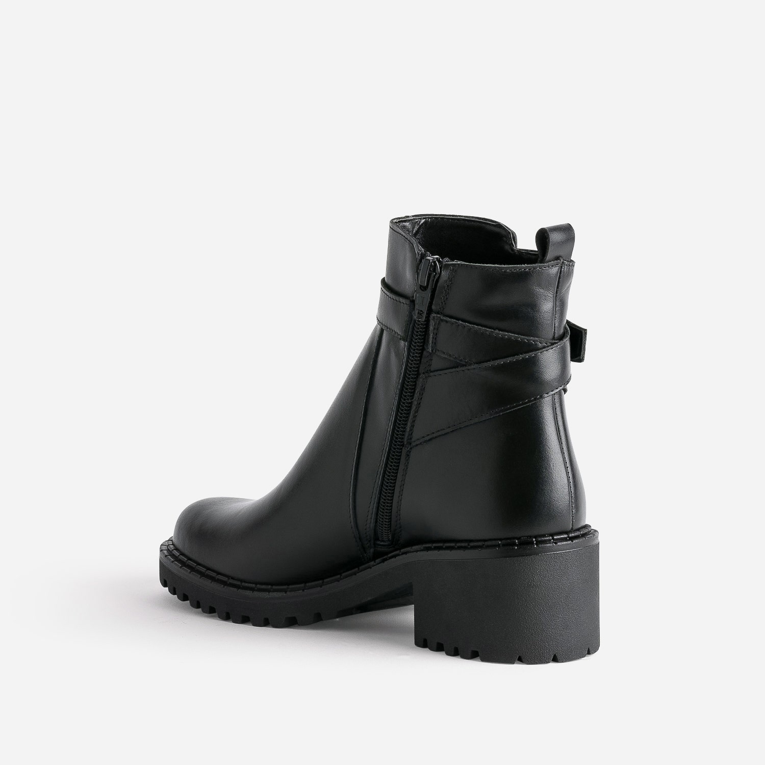 Boots éco-conçu noir cuir à semelle crantée