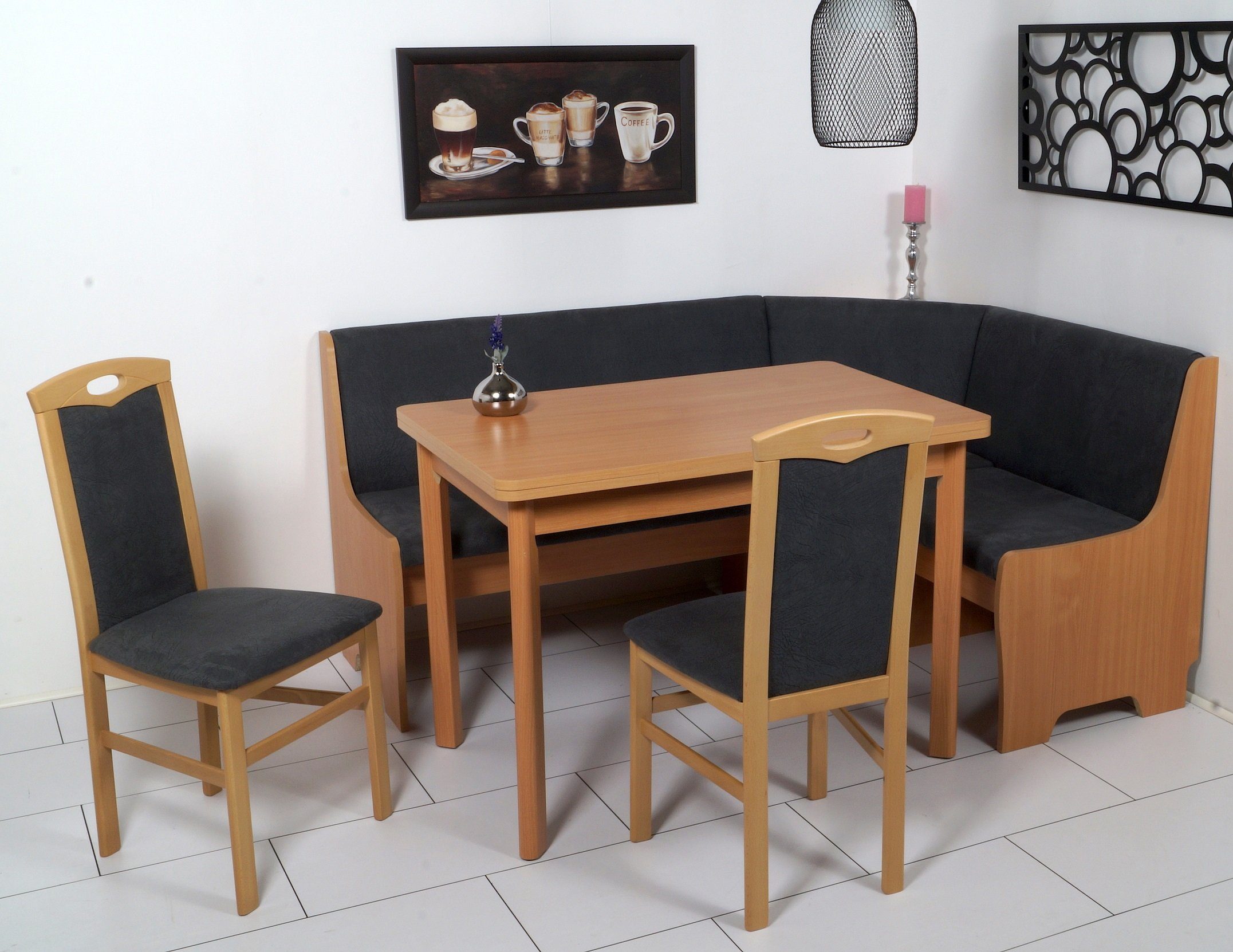 Stolebaenk Eckbankgruppe Bremen PENITI, (Eckbank Set, 1xEckbank, 1xTisch, 2x Stuhl), Bezug mit 48.000 Scheuertouren
