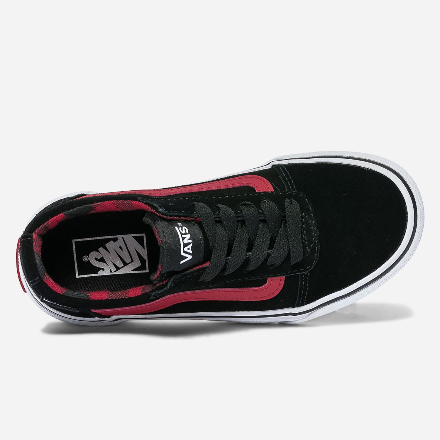 Tennis VANS noir et rouge en cuir velours