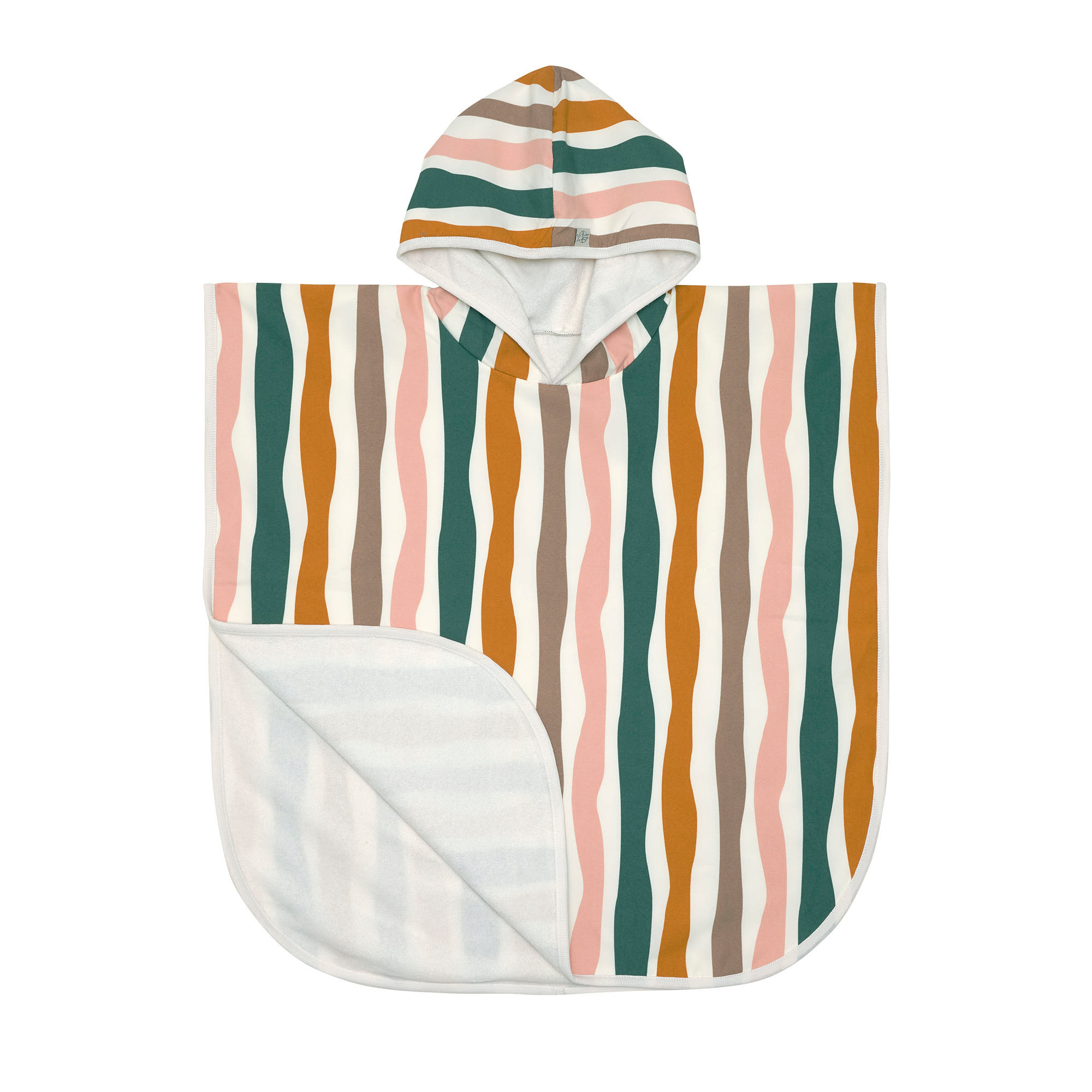 UV Badeponcho Kinder - Wellen, Rosa Weiß