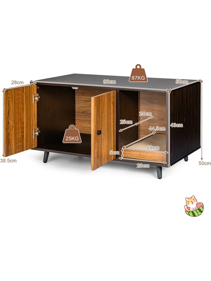 COSTWAY Katzenschrank mit Kratzbrett in Braun günstig kaufen 50 cm