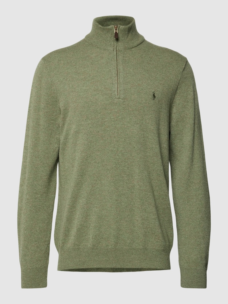 Strickpullover aus Wolle mit Logo-Stitching in sand