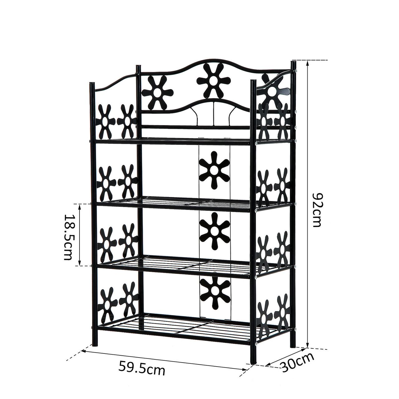 HOMCOM Pflanzenregal Blumenregal Pflanzentreppe Standregal Ständer 4 Etagen Metall Schwarz 59,5 x 30 x 92 cm