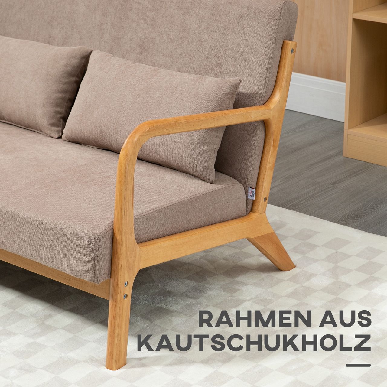 HOMCOM 2-Sitzer Sofa Zweisitzer mit Kissen, Doppelsofa mit Samtoptik Hellgrau