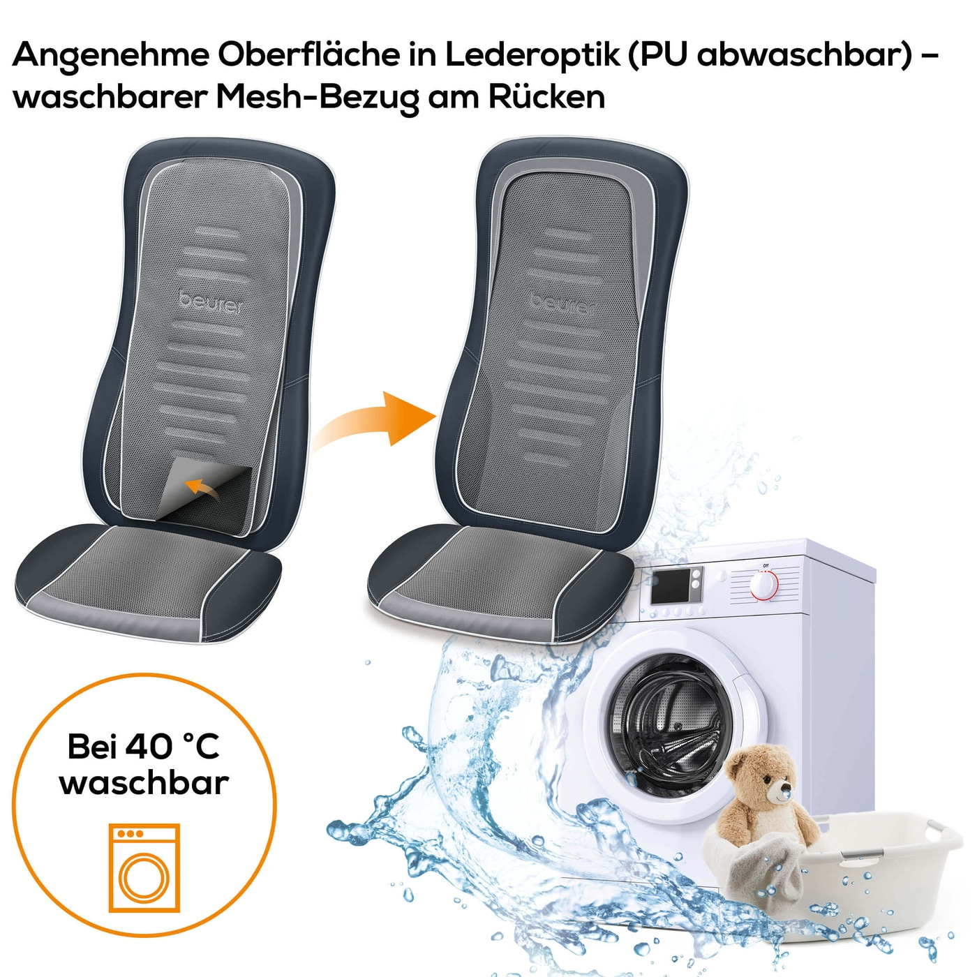 Beurer MG 315 Shiatsu Sitzauflage-Massagesitzauflage für tiefenwirksame Shiatsu, Rolling und Swing Massage