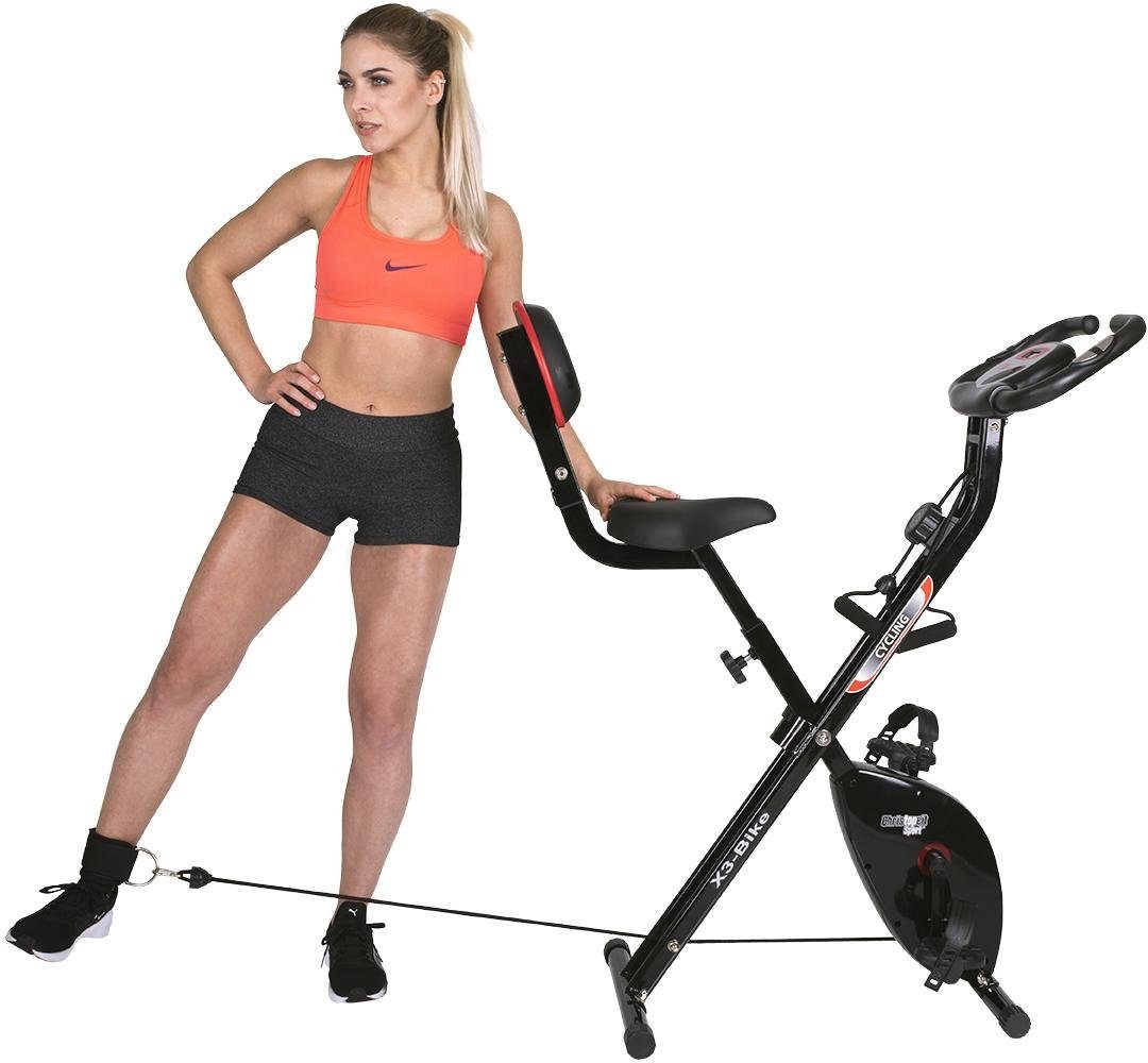 Christopeit Sport® Liege-Heimtrainer Christopeit X 3 Bike, Klappheimtrainer mit Arm- Bein Seilzug System