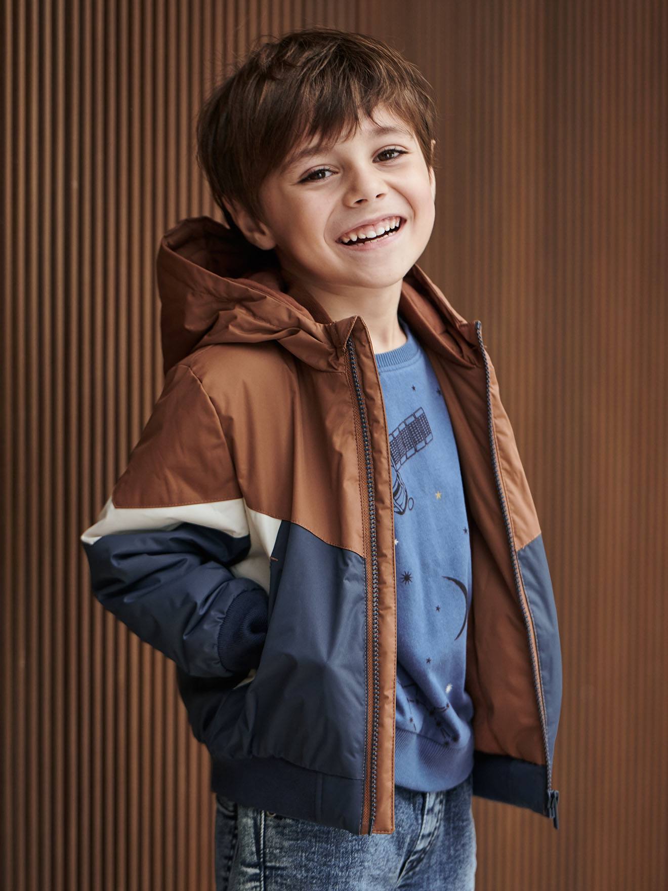 Vertbaudet Jungen Windjacke, Wattierung Recycling-Polyester - bordeaux