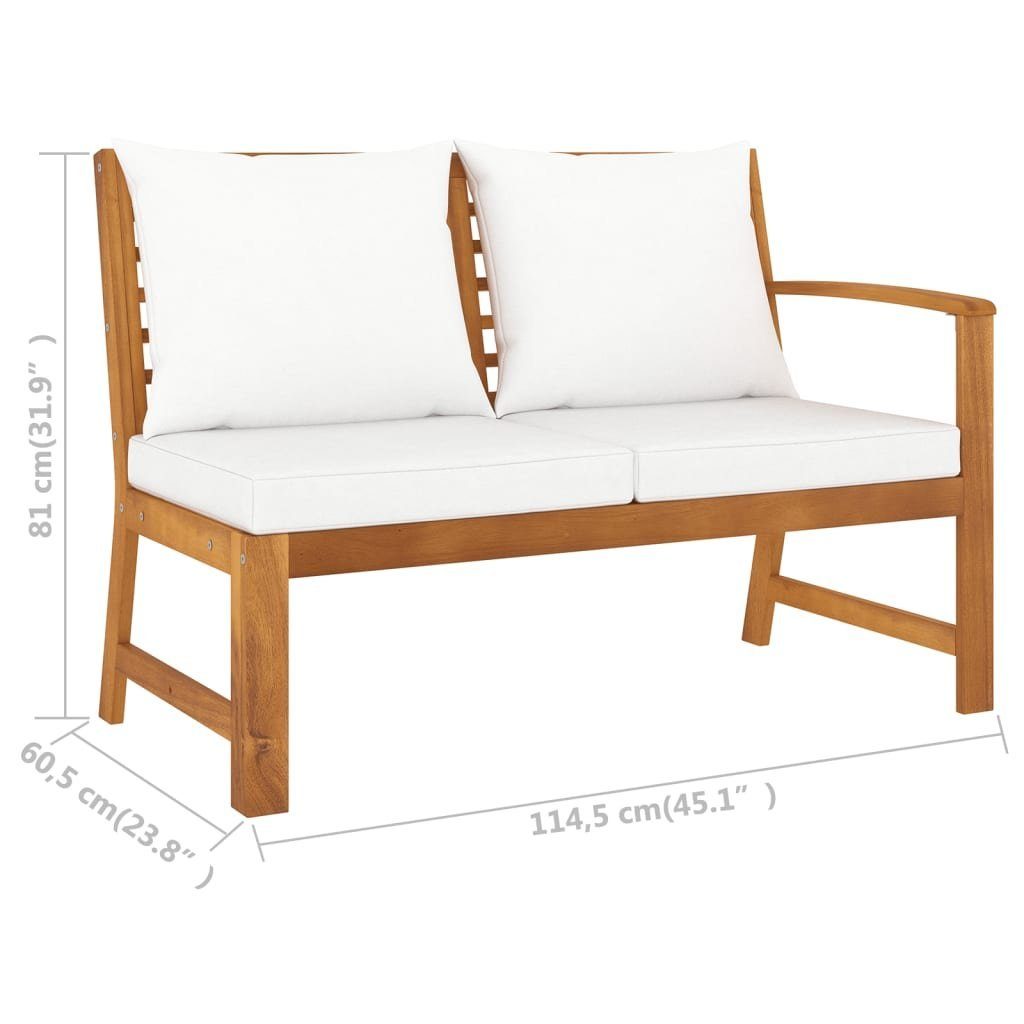 vidaXL Gartenlounge-Set 4-tlg. Garten-Lounge-Set mit Auflagen Creme Massivholz Akazie, (1-tlg)