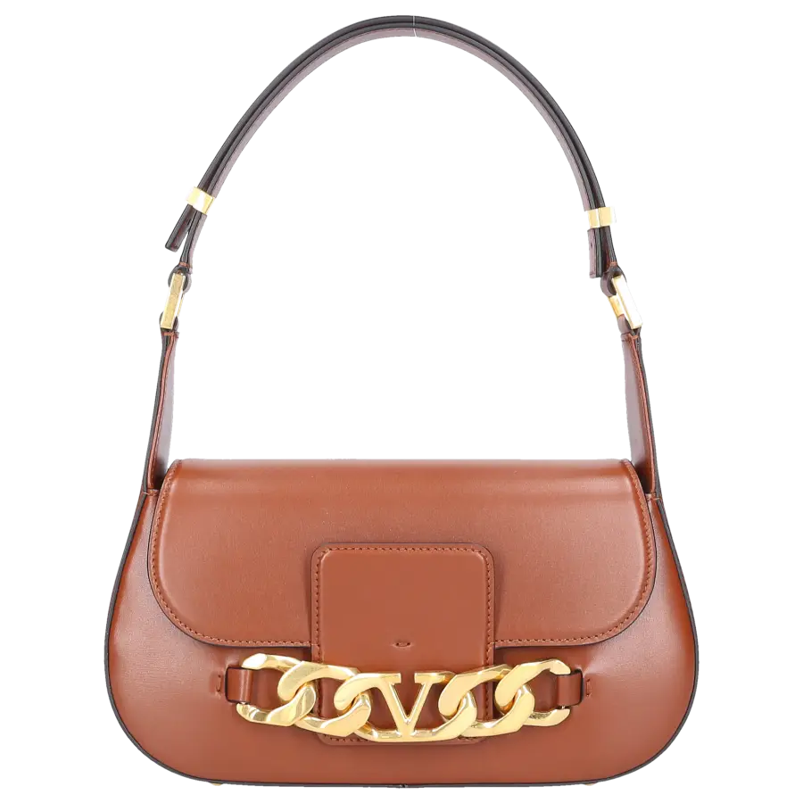 Valentino Garavani - Handtasche VLOGO CHAIN Kalbsleder - braun