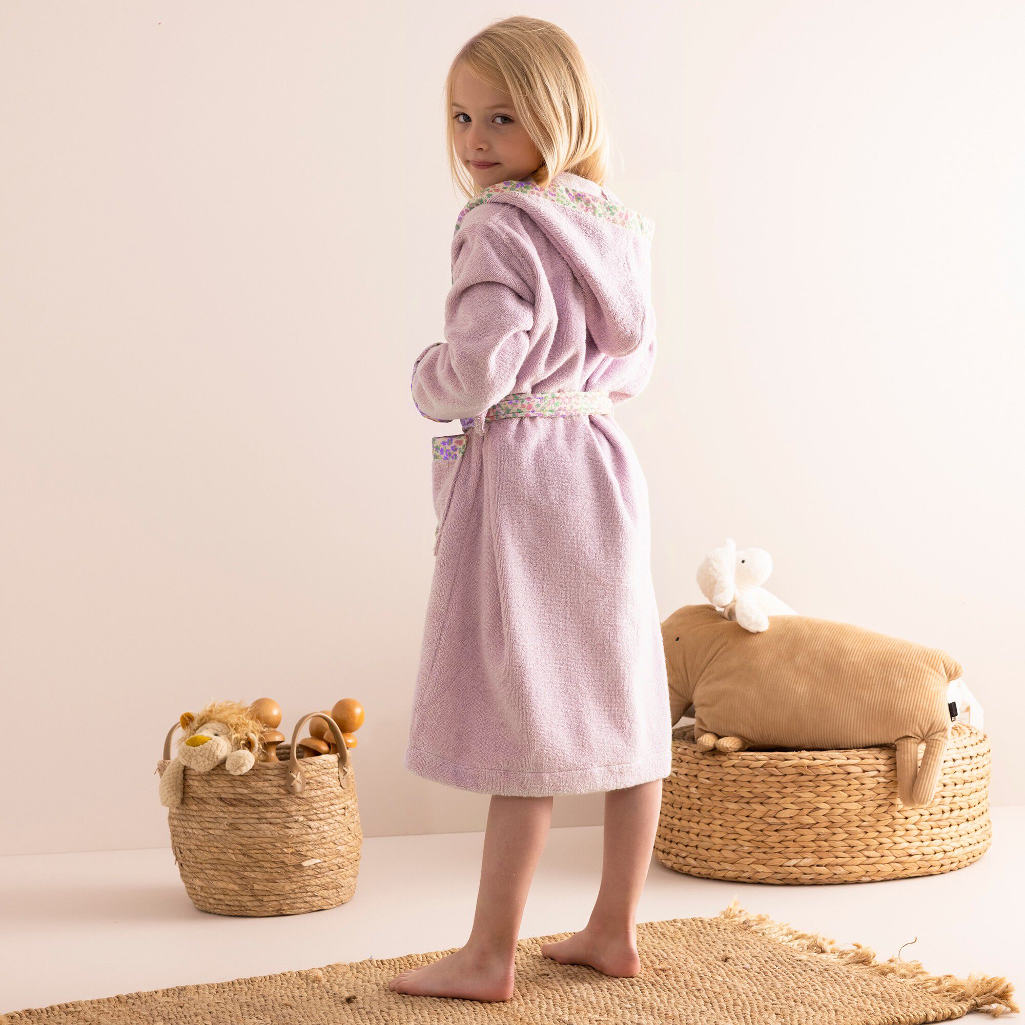 Peignoir de bain enfant à capuche éponge coton