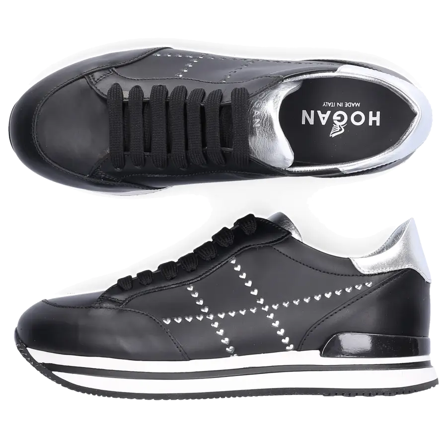 Hogan - Sneaker low H222 Kalbsleder Lochmuster Logo schwarz - schwarz