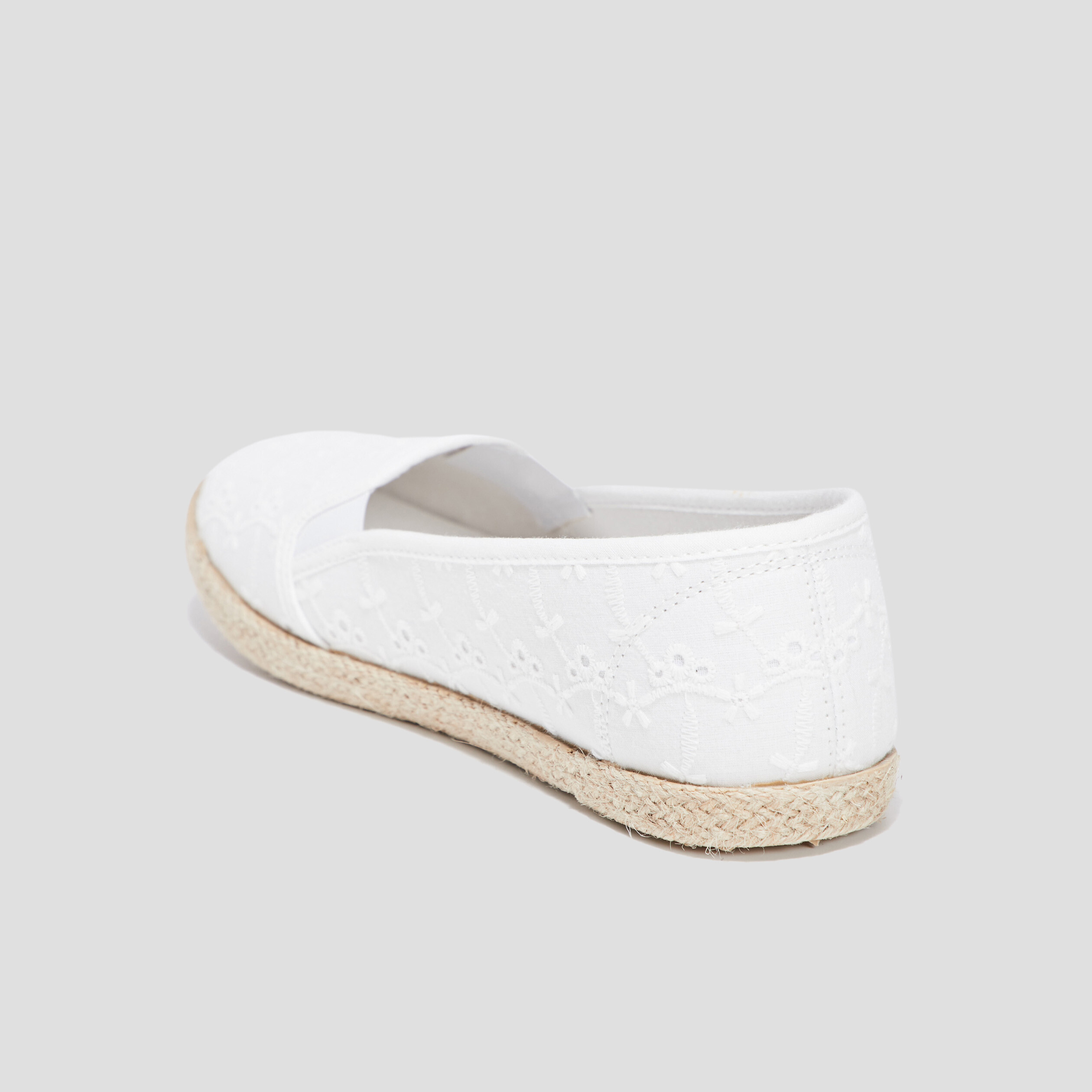 Ballerines brodées en toile blanc femme | La Halle