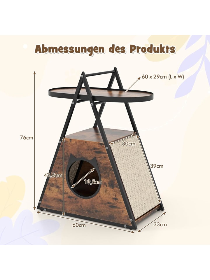 COSTWAY Katzenschrank & Beistelltisch 2 in 1 in Braun günstig kaufen onesize