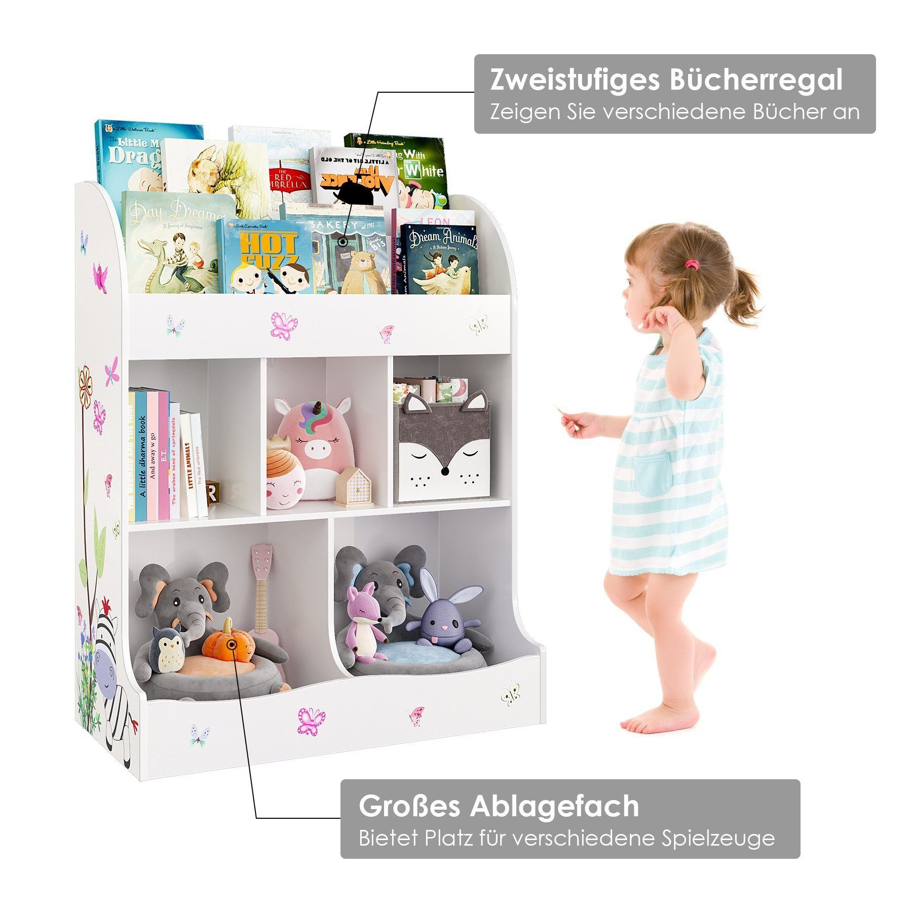 HOMECHO Bücherregal, Kinderregal Spielzeugablage Organizer mit 5 Fächern