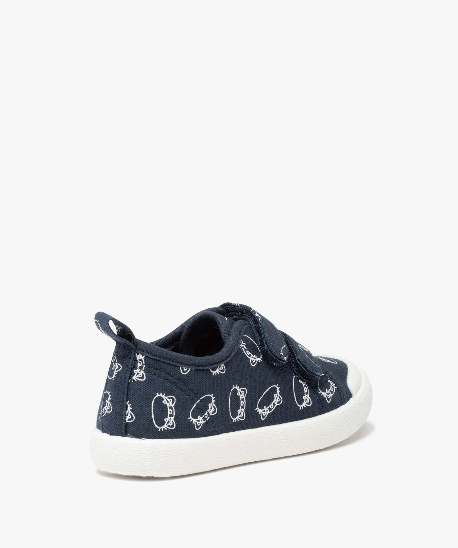 Baskets Garçon en toile imprimée fermeture scratch marine | GEMO